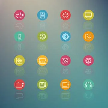 Media and mobile interface circle series on  retina background - eps.10 Stock Illustration