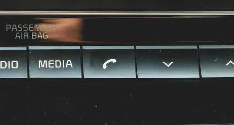Media and navigation control buttons of a Modern car Stock Photos