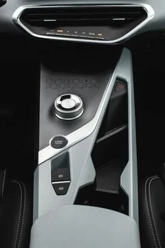 Media and navigation control buttons in modern car Stock Photos