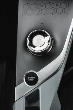 Media and navigation control buttons in modern car Stock Photos