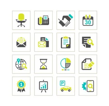 Media and office icons vector set Stock Illustration