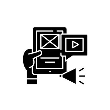 Media applications black icon, vector sign on isolated background. Media Stock Illustration