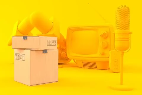 Media background with stack of boxes Stock Illustration