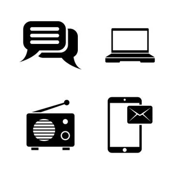 Media Broadcasting. Simple Related Vector Icons Stock Illustration