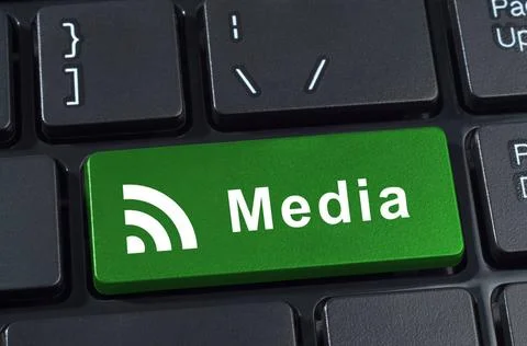 Media button keyboard. Media button keyboard with icon internet concept. C... Stock Photos