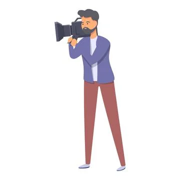 Media camera icon cartoon vector. Tv journalist 库存插图