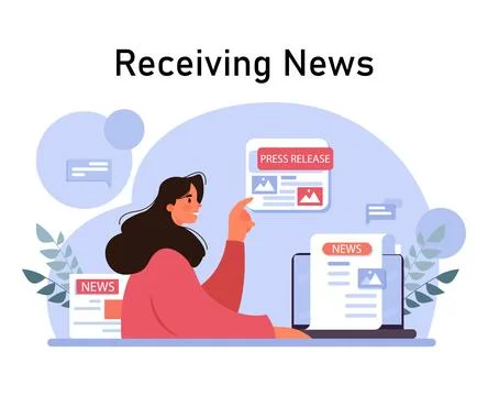 Media. Character producing or consuming the content in mass media. Stock Illustration