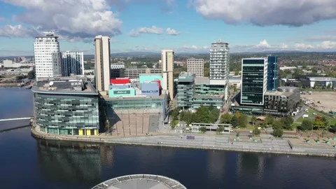 Media City from the Air by Drone Stock Footage 217374341
