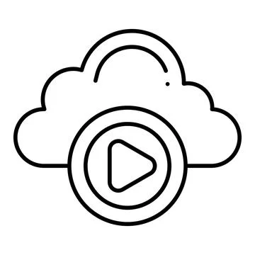 Media Cloud Line Icon Stock Illustration