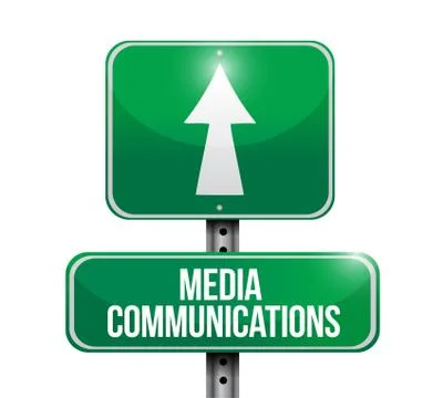 Media communications road sign illustrations design over white Ilustração Stock