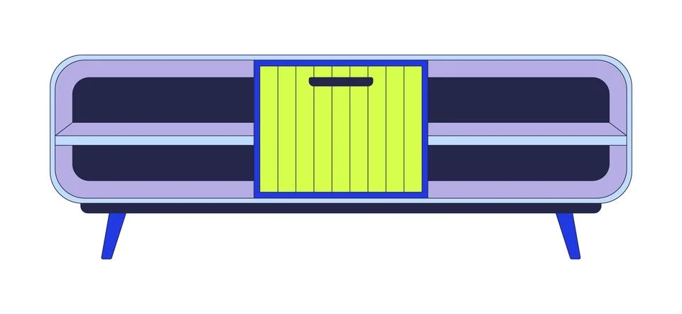 Media console table 2D cartoon object Stock Illustration