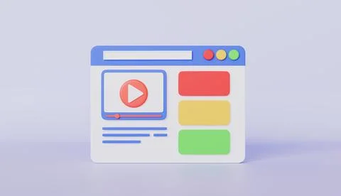 Media content internet browser video player, Multimedia online navigation Stock Illustration