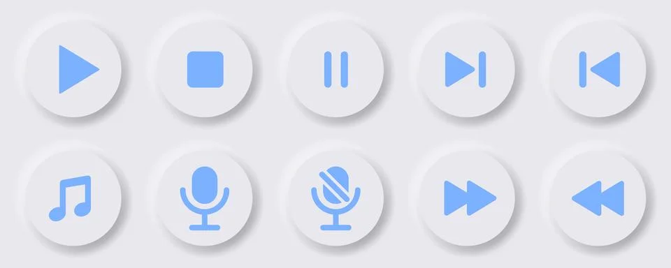 The media control buttons are specifically designed to manage audio and vid.. Stock Illustration