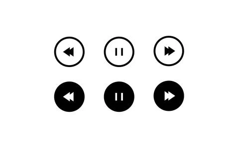 Media control icon set with play, pause, stop, forward, rewind Stock Illustration