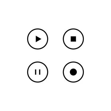 Media control icon set with play, pause, record Stock Illustration