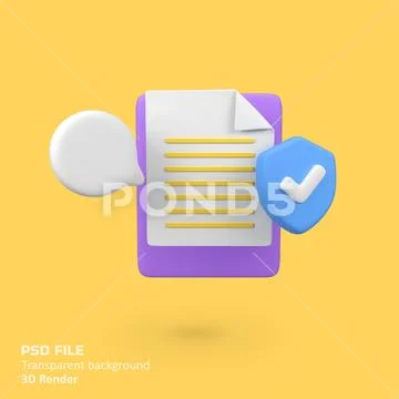 Media data with speech bubbles and shield protection isolated 3d render ico.. PSD Template
