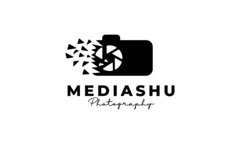 Media data tech studios shutter lens camera photography logo design icon Stock Illustration