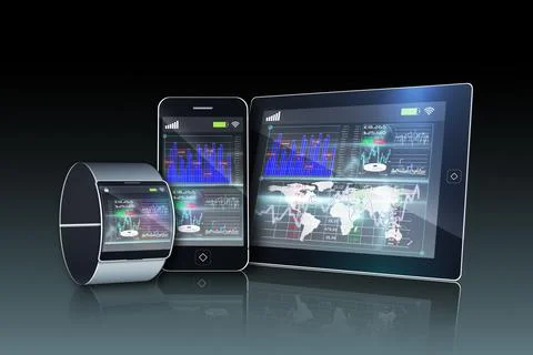 Media devices with interface display Stock Illustration