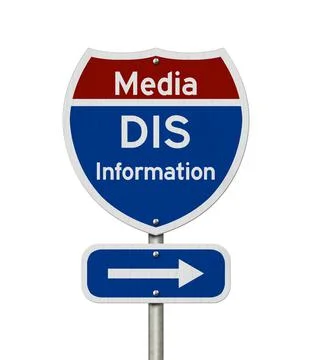 Media Disinformation message on a sign isolated on white Stock Illustration