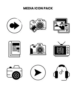 Media DuoTone Bundle Icons Pack Stock Illustration
