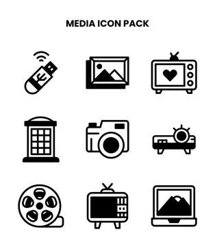 Media DuoTone Bundle Icons Pack Stockillustratie