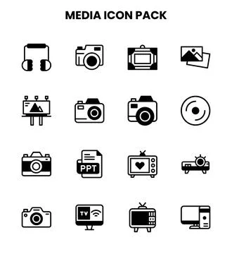 Media DuoTone Vector Icons Pack Stock Illustration