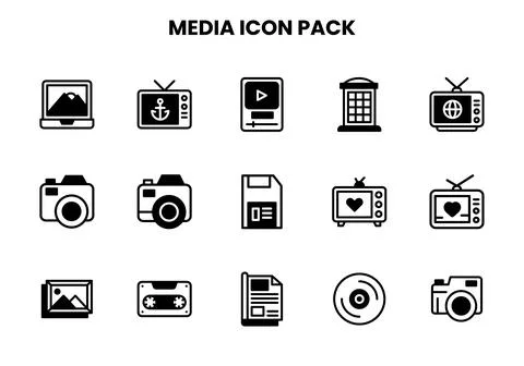 Media DuoTone Vector Icons Pack Stock Illustration