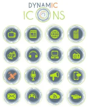 Media dynamic icons Stock Illustration