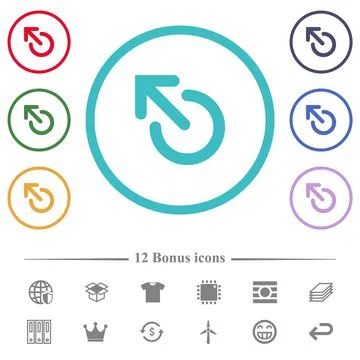 Media eject flat color icons in circle shape outlines Stock Illustration