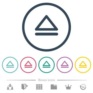 Media eject flat color icons in round outlines Stock Illustration