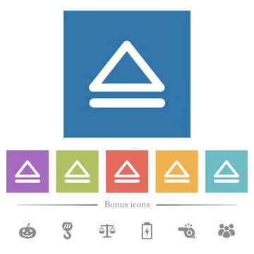 Media eject flat white icons in square backgrounds Stock Illustration