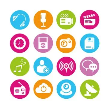 Media, electronics icons Stock Illustration