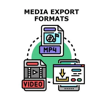 Media export formats process transferring digital content Stock Illustration