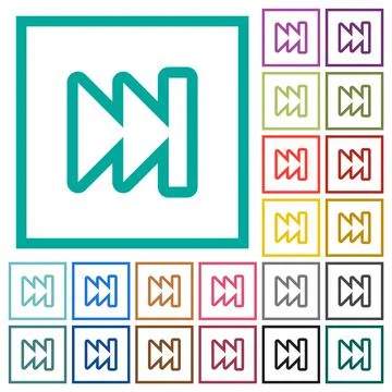 Media fast forward flat color icons with quadrant frames Stockillustratie