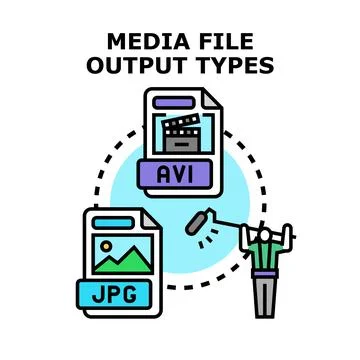 Media file output types vector concept Stock Illustration
