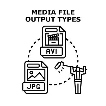 Media file output types vector concept Stock Illustration