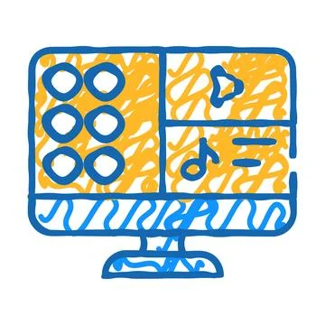 Media files operating system icon doodle illustration Stockillustratie