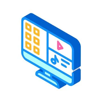 Media files operating system isometric icon vector illustration Stock Illustration