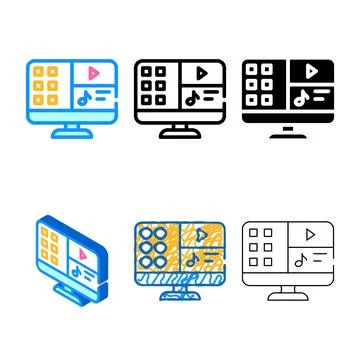 Media files stylized operating system color icon vector Stock Illustration