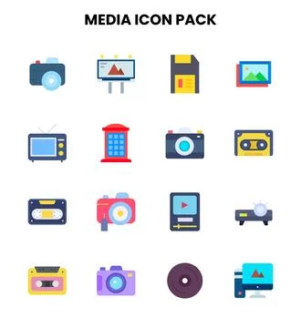 Media Flat UI Icons Pack Stock Illustration