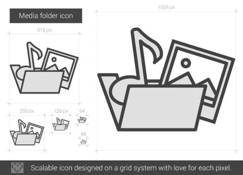 Media folder line icon Stock Illustration