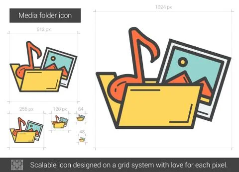 Media folder line icon Stock Illustration
