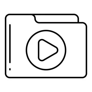 Media Folder Line Icon Stock Illustration