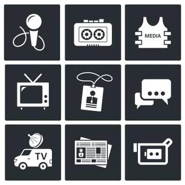 Media icon set Illustrazione stock