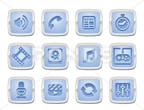 Media icon set Illustrazione stock