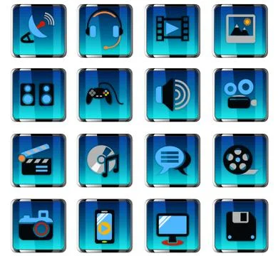 Media icon set Stock Illustration