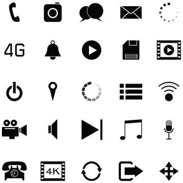 Media icon set Stock Illustration
