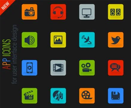 Media icon set Stock Illustration