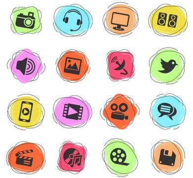 Media icon set Stock Illustration