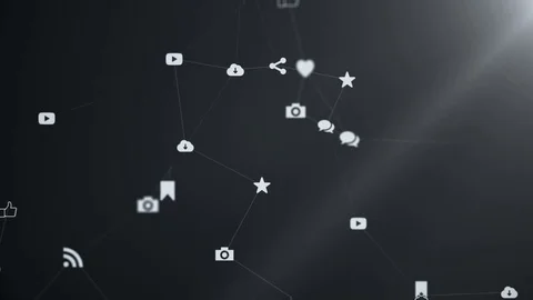Media icons create a plexus. Stock Footage 78809130